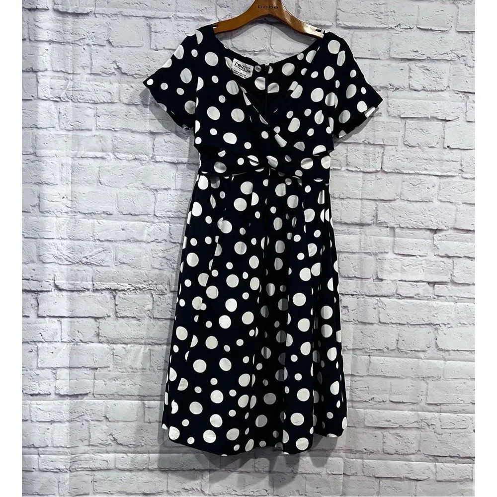 Ports International Blue Polka Dot Fit & Flare Dress Size 10‎ Vintage